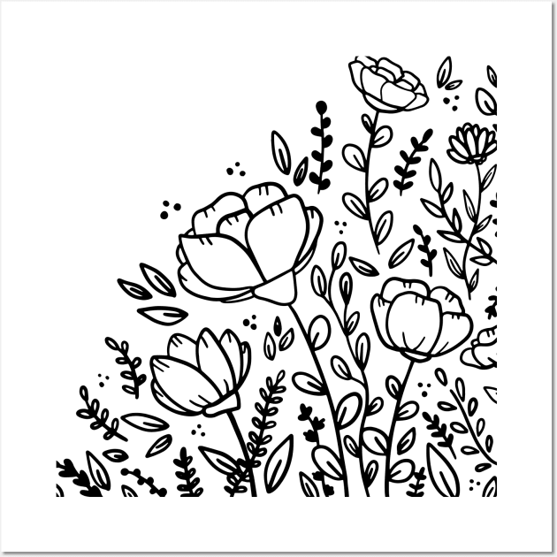 Black and white floral drawing Wall Art by bigmomentsdesign